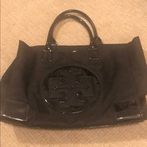 Tory Burch Ella Large Tote Nylon Glossy Leather